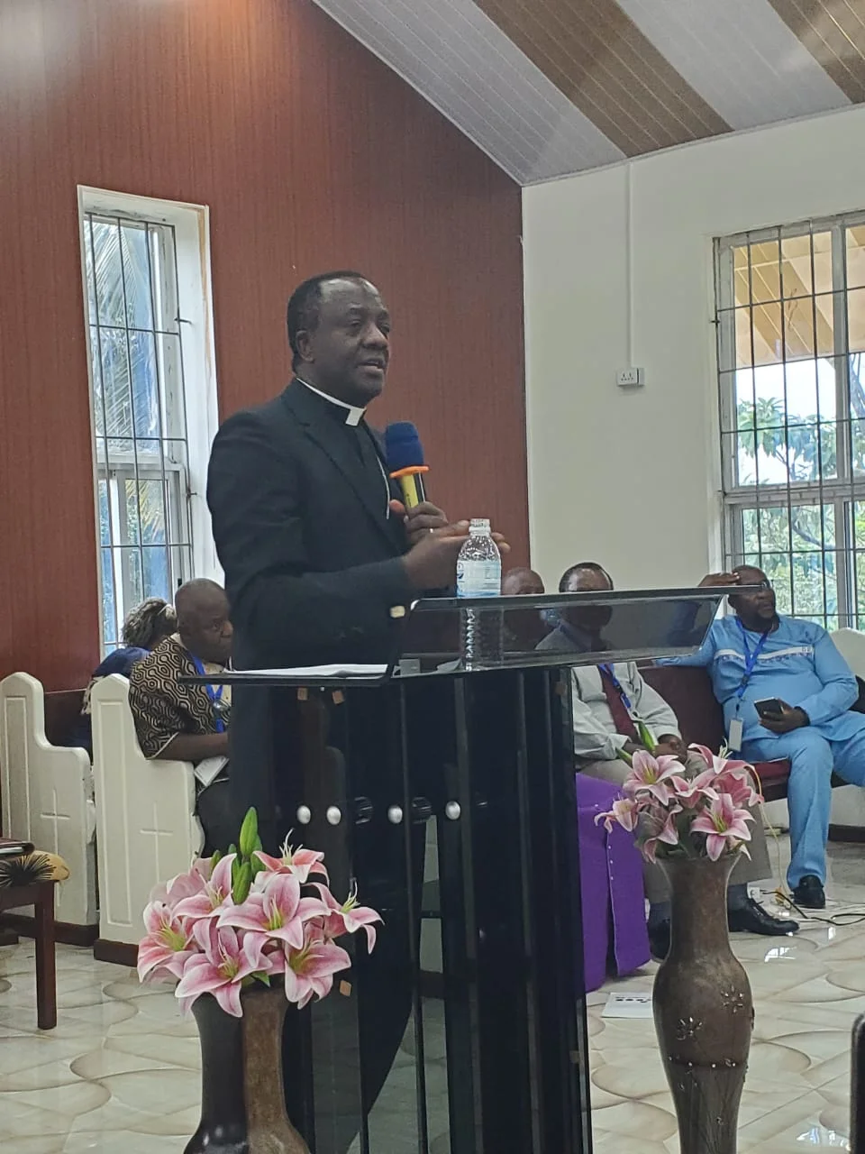 Rev. Dr. Fidon Mwombeki delivering the keynote speech at the Liberia Council of Churches 35th General Assembly on 31st May 2025